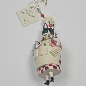 2006 Mr Mouser RARE Blown Glass Fancy Feline by Ingred Nutshell Designs Ornament